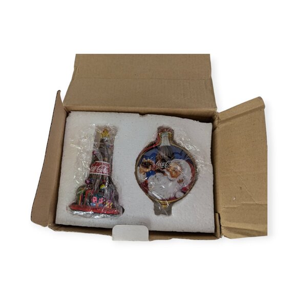 Danbury Mint Coca Cola Christmas Ornament Set of 2 with Original Box - Picture 1 of 13